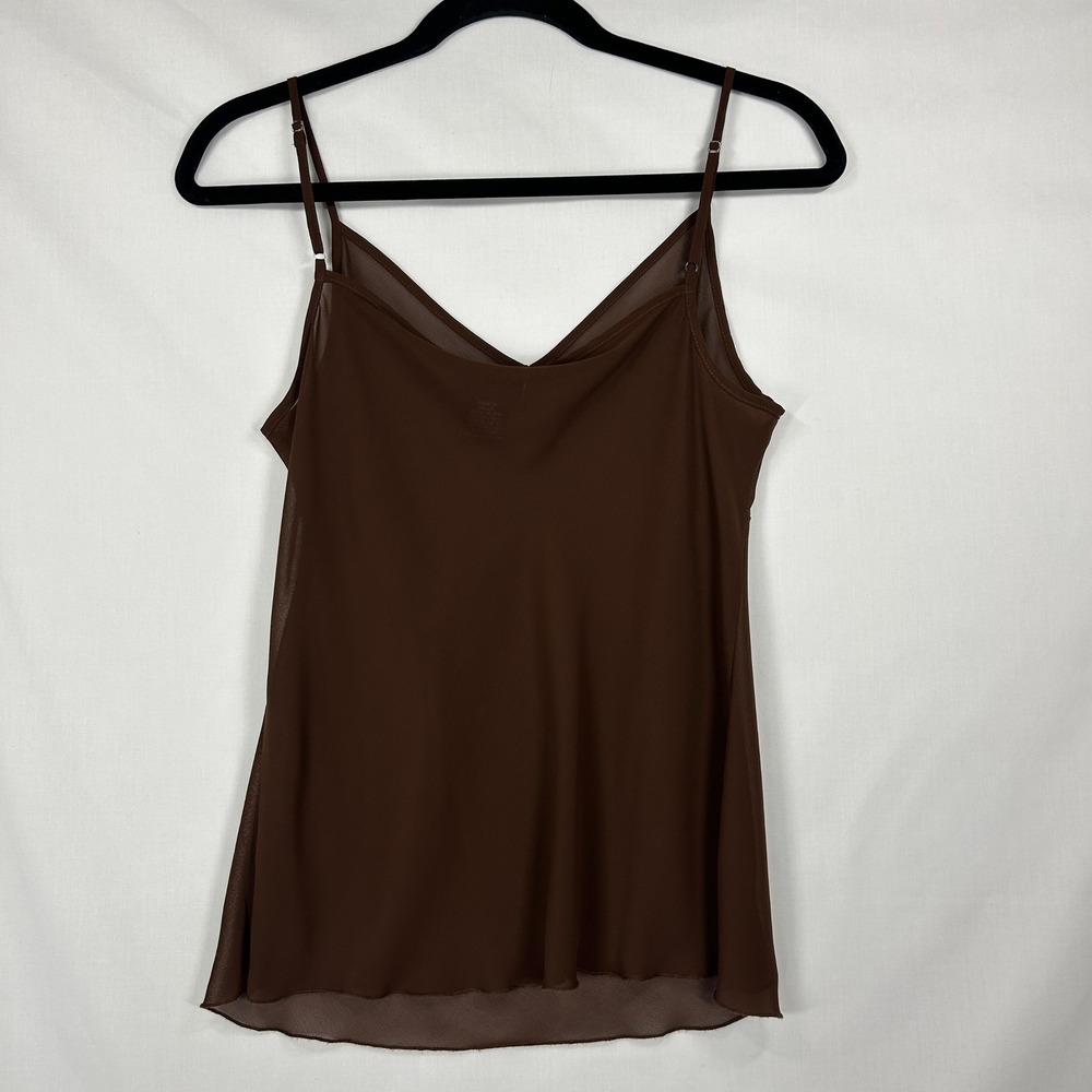 Vintage Bay Studio Chocolate Brown Double Layer Mesh Cami Top – Medium